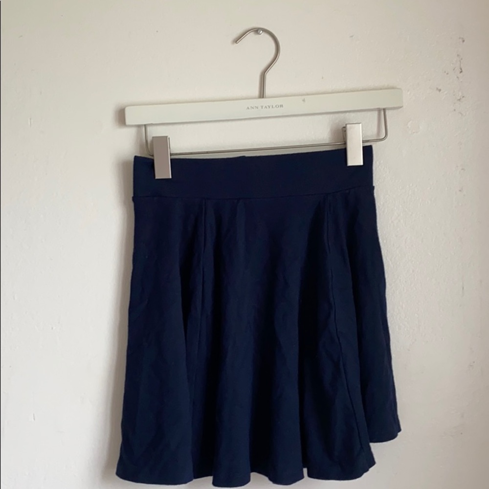 Navy blue cotton miniskirt with stretchy waist